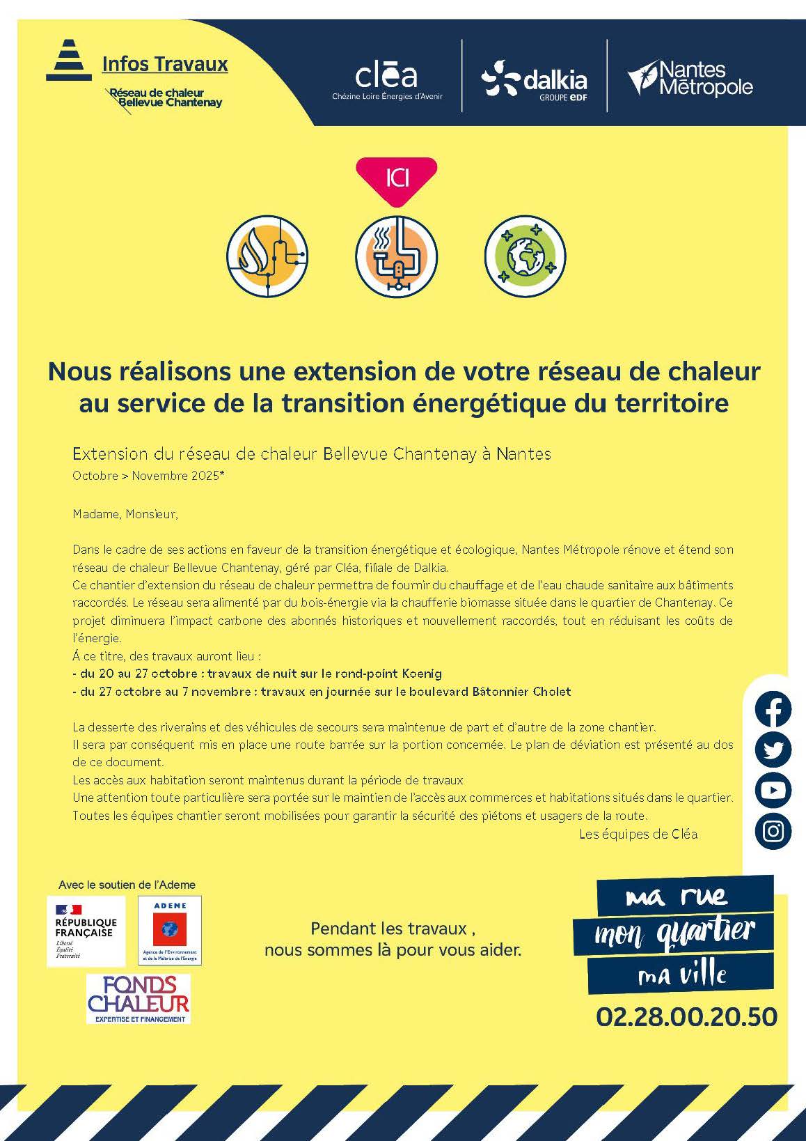 Extension du réseau de chaleur Bellevue Chantenay à Nantes Octobre - Novembre 2025